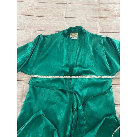 Vintage Christian Dior Kaleidescope 1980's Floral Print Green Robe - Small - Picture 4 of 12